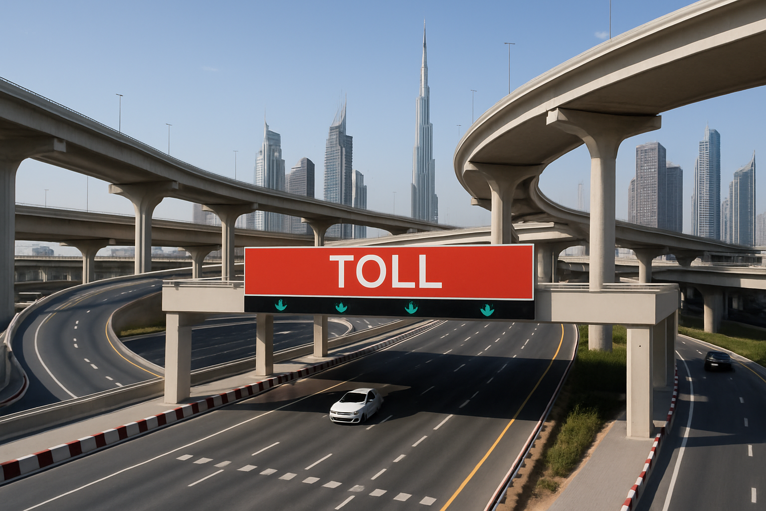 Modern toll road infrastructure in Dubai